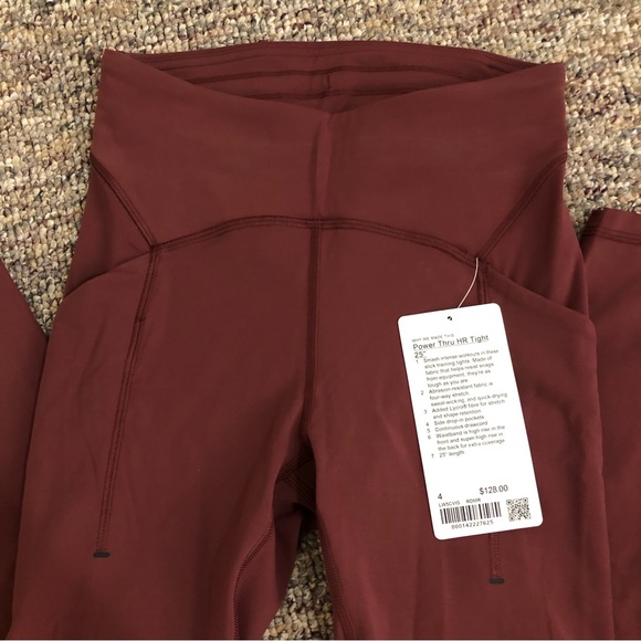 Lululemon power thru 25” legging size 4 red merlot - Picture 3 of 5